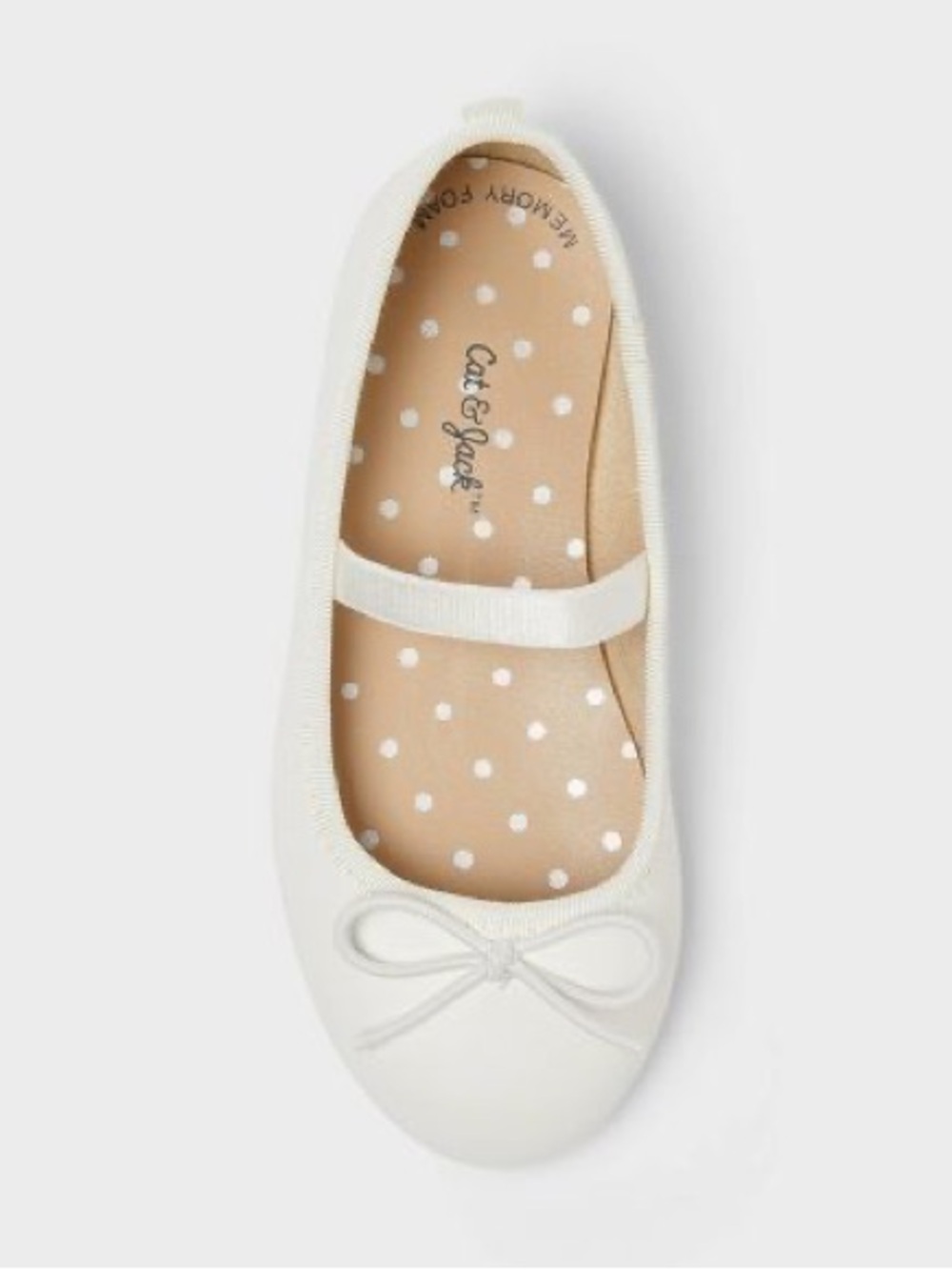 Cat & Jack Girls Ivory Ballet Flats with Bow Strap Size 10